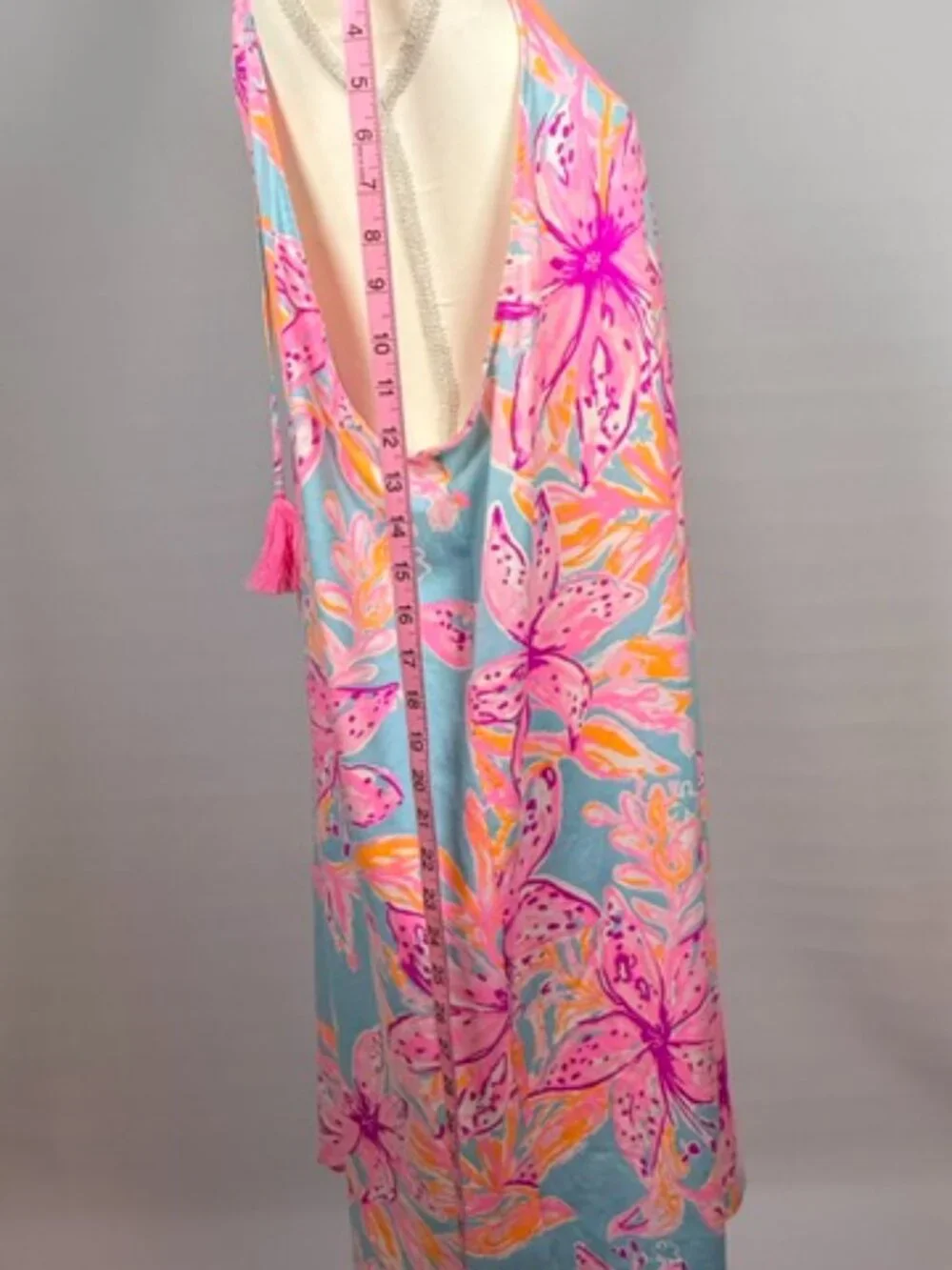 Lilly Pulitzer Margot Swing Dress Surf Blue Bonita Blooms Tassels XXL - Picture 6 of 13